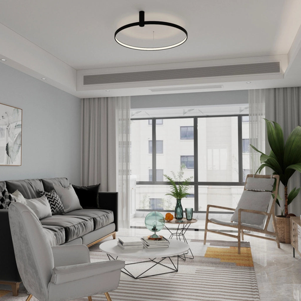 Plafoniera LED 35W CCT Ø60cm nera Ring Light Prestige