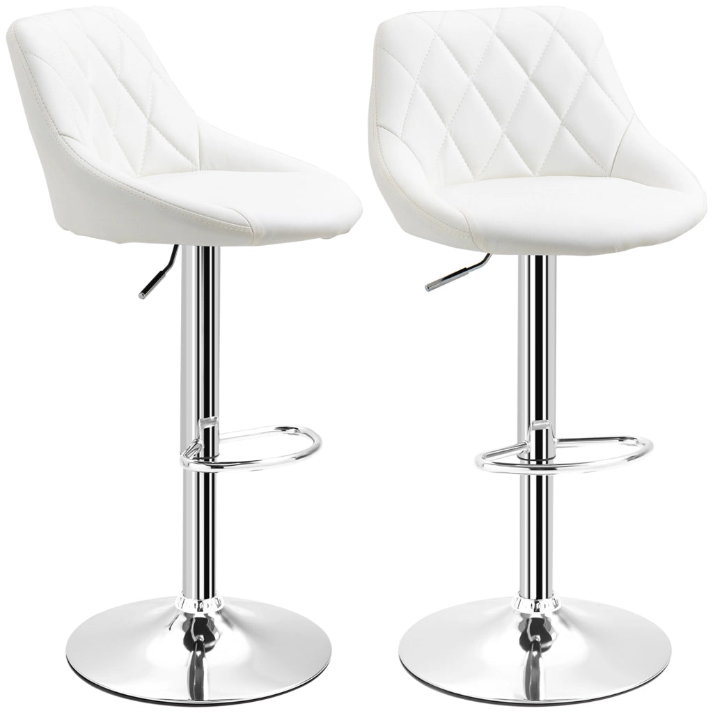 Sgabello Alto Girevole ¨C Xylo ¨C Altezza Regolabile, Metallo, Finta Pelle, Bianco, 46x48x83-104cm