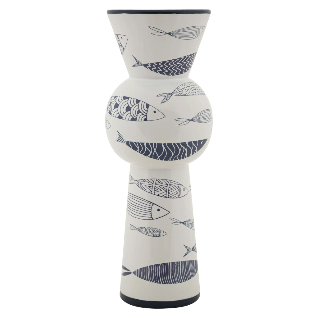 Silva, Vaso Disegni con Pesci, Bianco