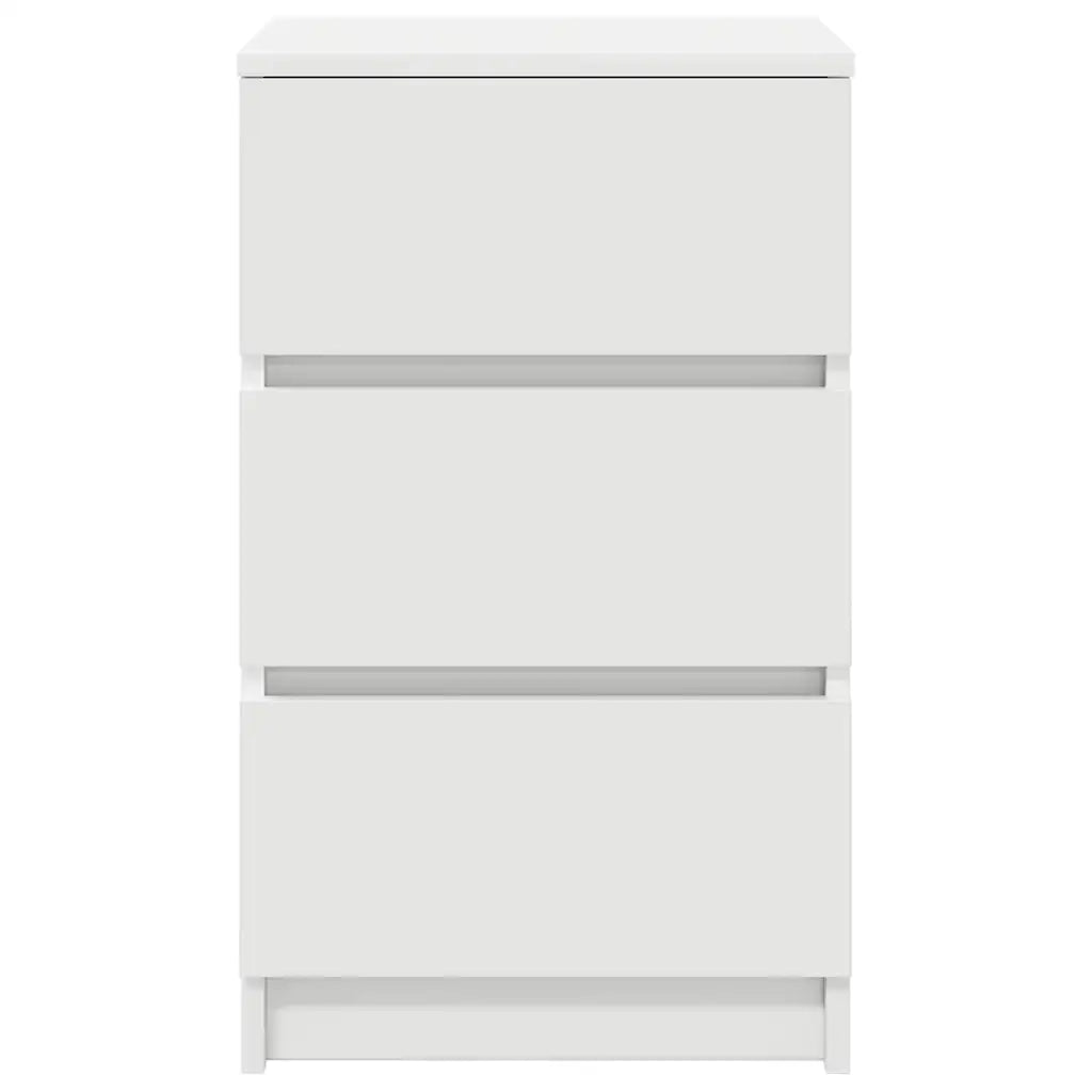 Comodino | Armadio da Notte | Mobiletto da notte con 3 Cassetti Bianco 39x35x65 cm