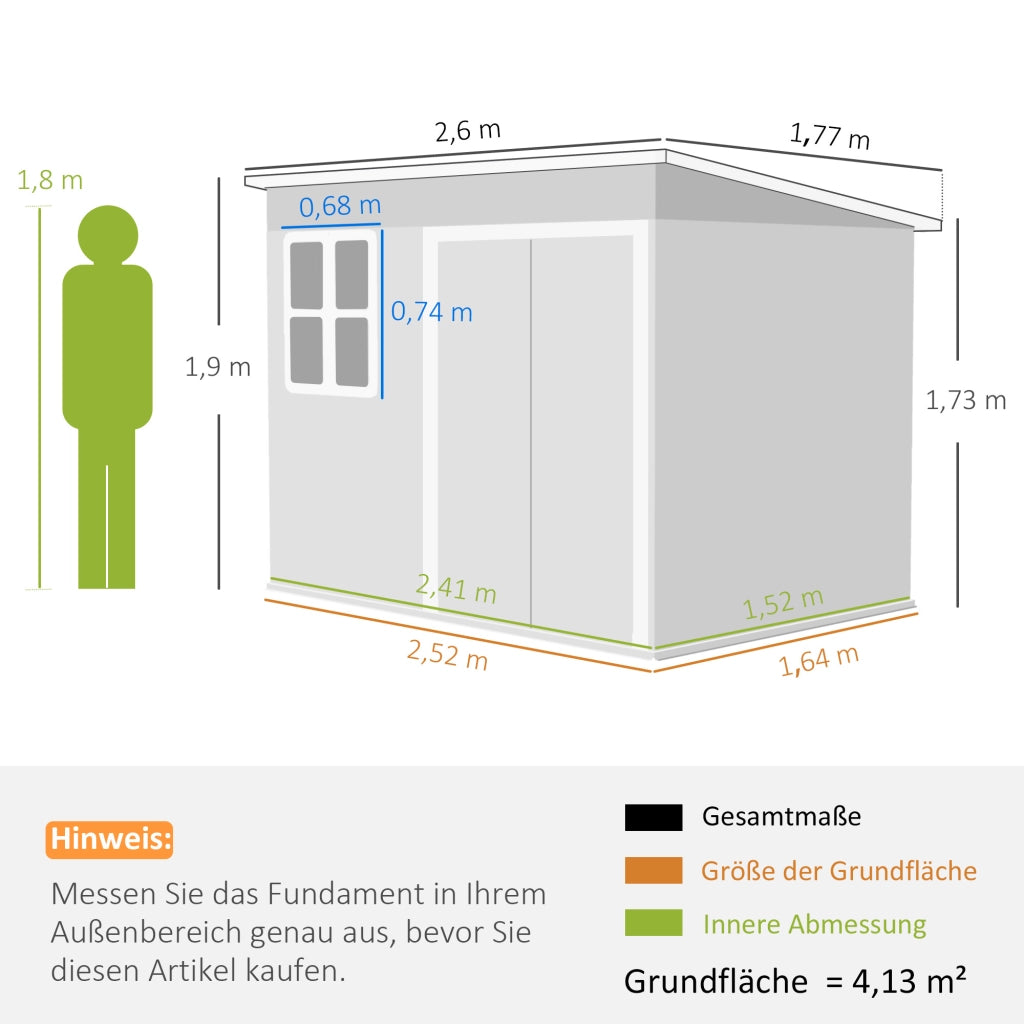 Casetta da giardino in metallo con finestra ¨C Xylo ¨C 260x177x190 cm grigio antracite