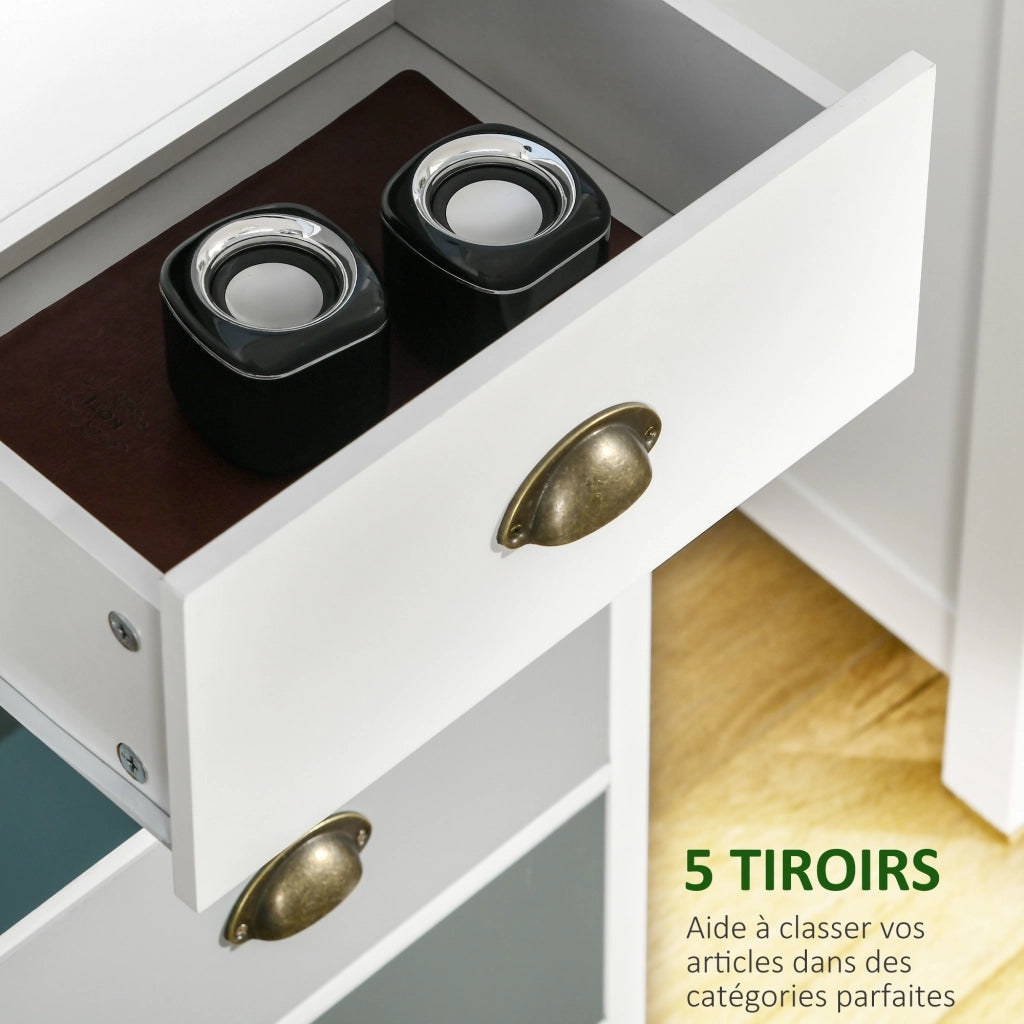 Cassettiera 5 cassetti multicolore ¨C Xylo ¨C maniglie metallo conchiglia MDF 45x30x95cm