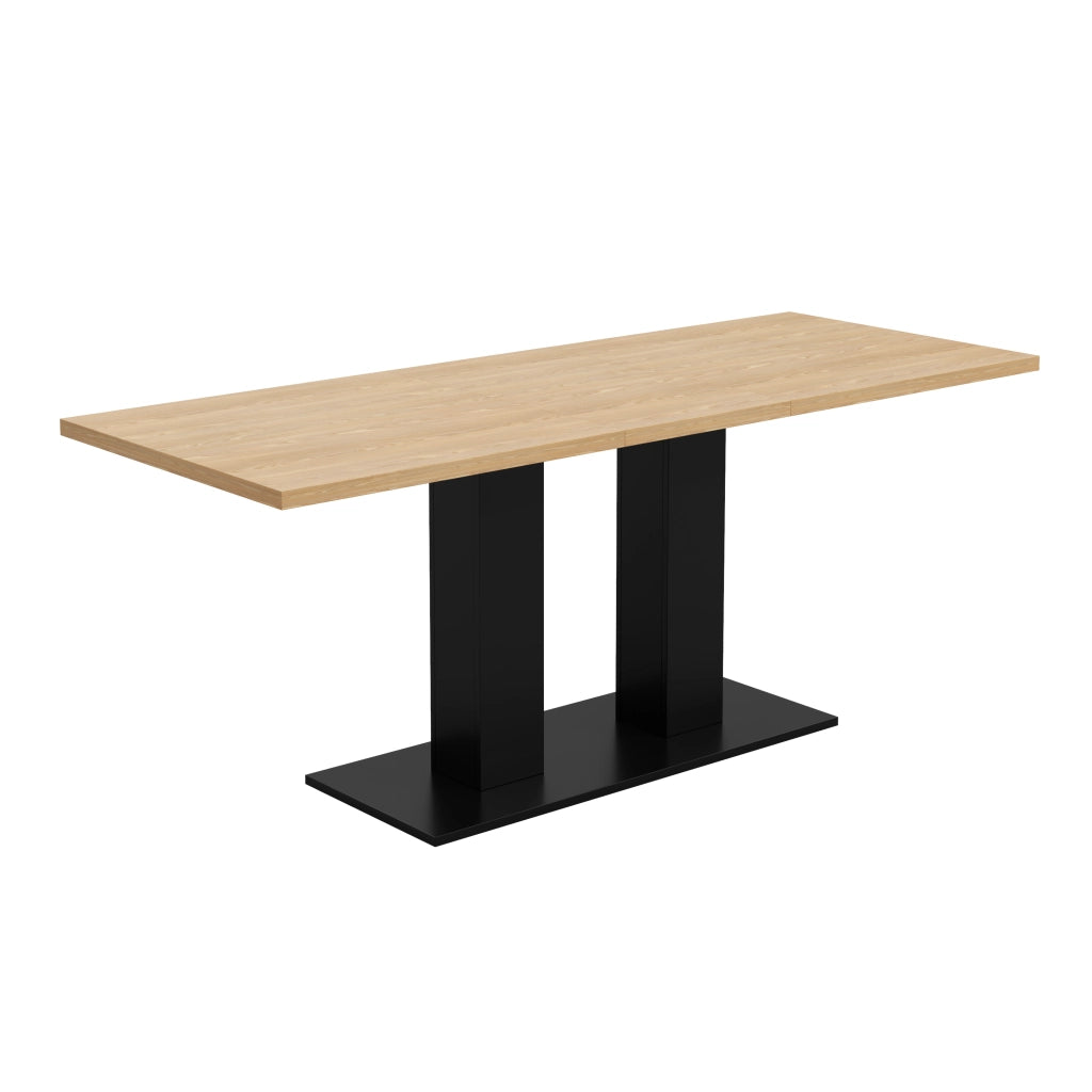 Tavolo allungabile, 140/180 × 70 cm, per 6-8 persone, color rovere, nero