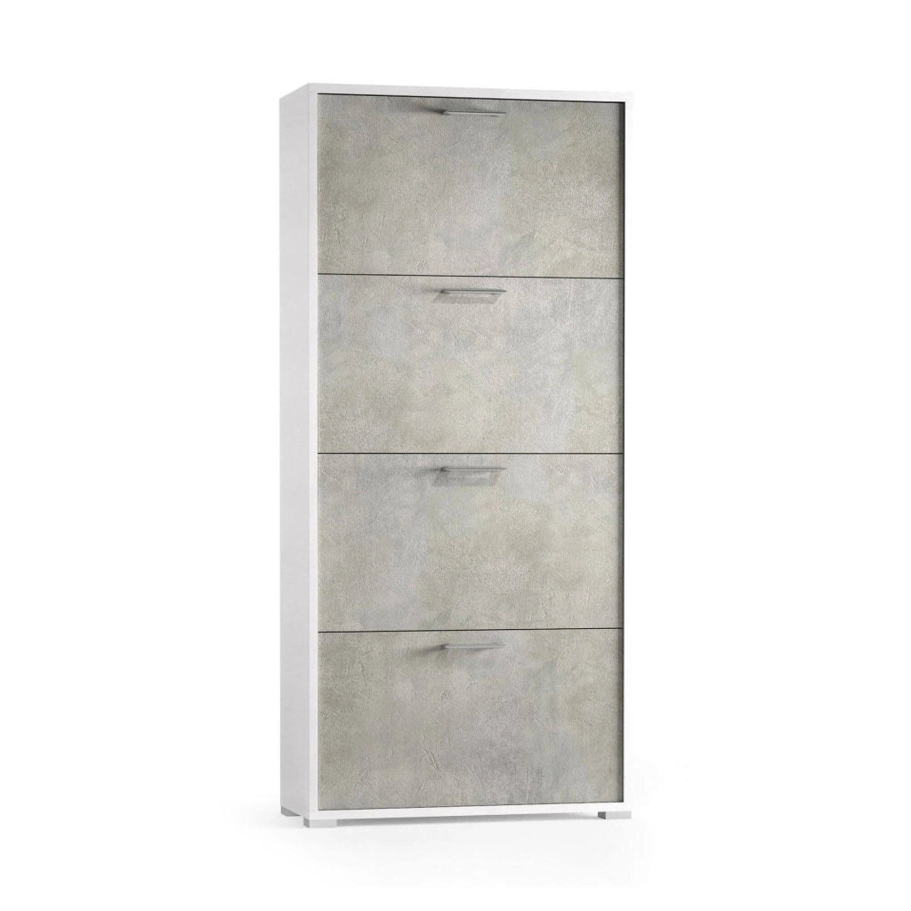 Mobile Portascarpe Adeindein, Scarpiera 24 Paia Made in Italy, 67x28x147h cm Bianco