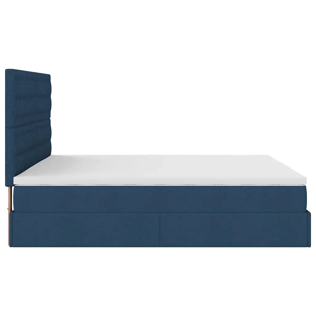Struttura Letto Pouf con Materasso Blu 180x200cm in Tessuto 3313347
