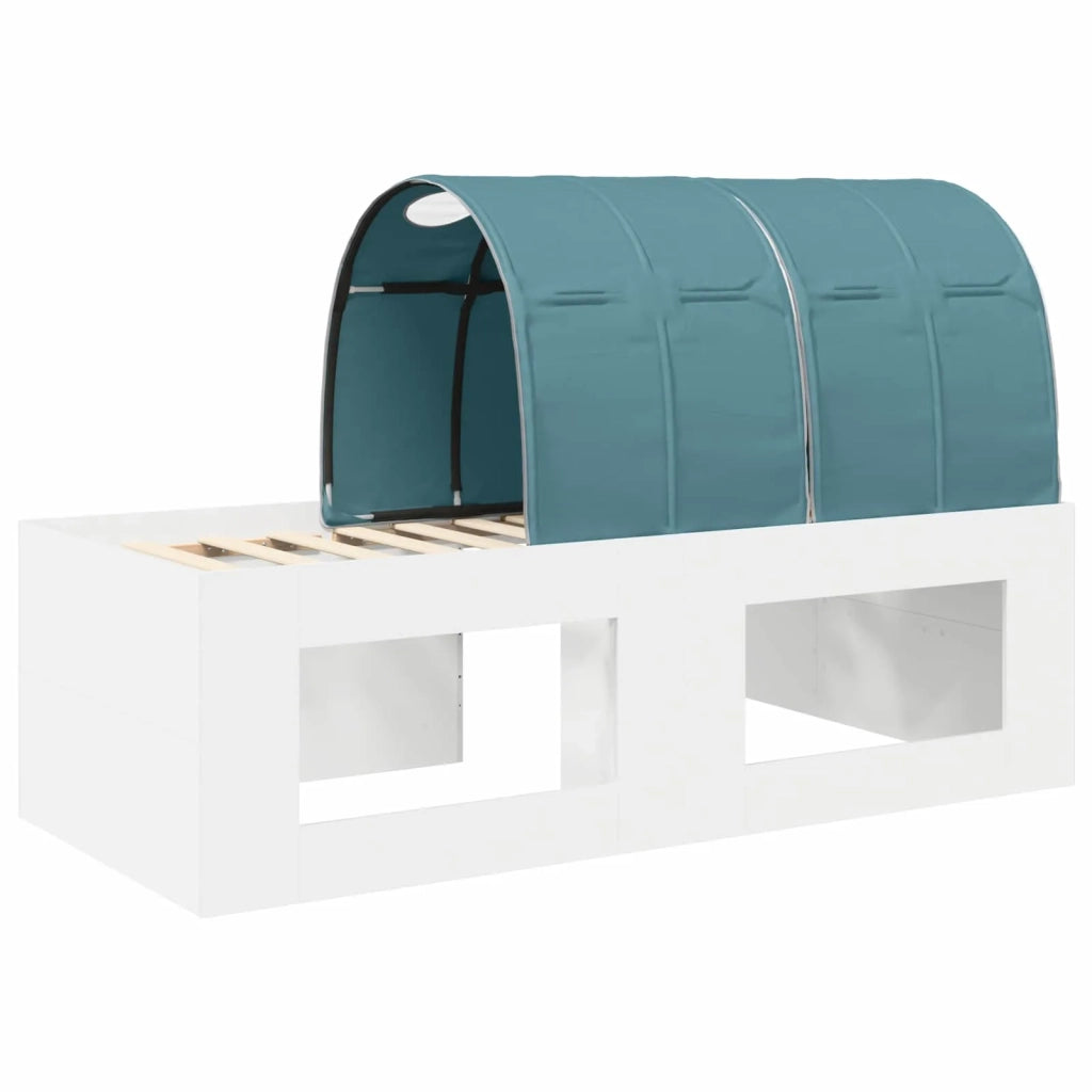 Letto singolo | Letto per adulti | Letto con Tunnel 3 pcs Bianco e azzurro Legno multistrato