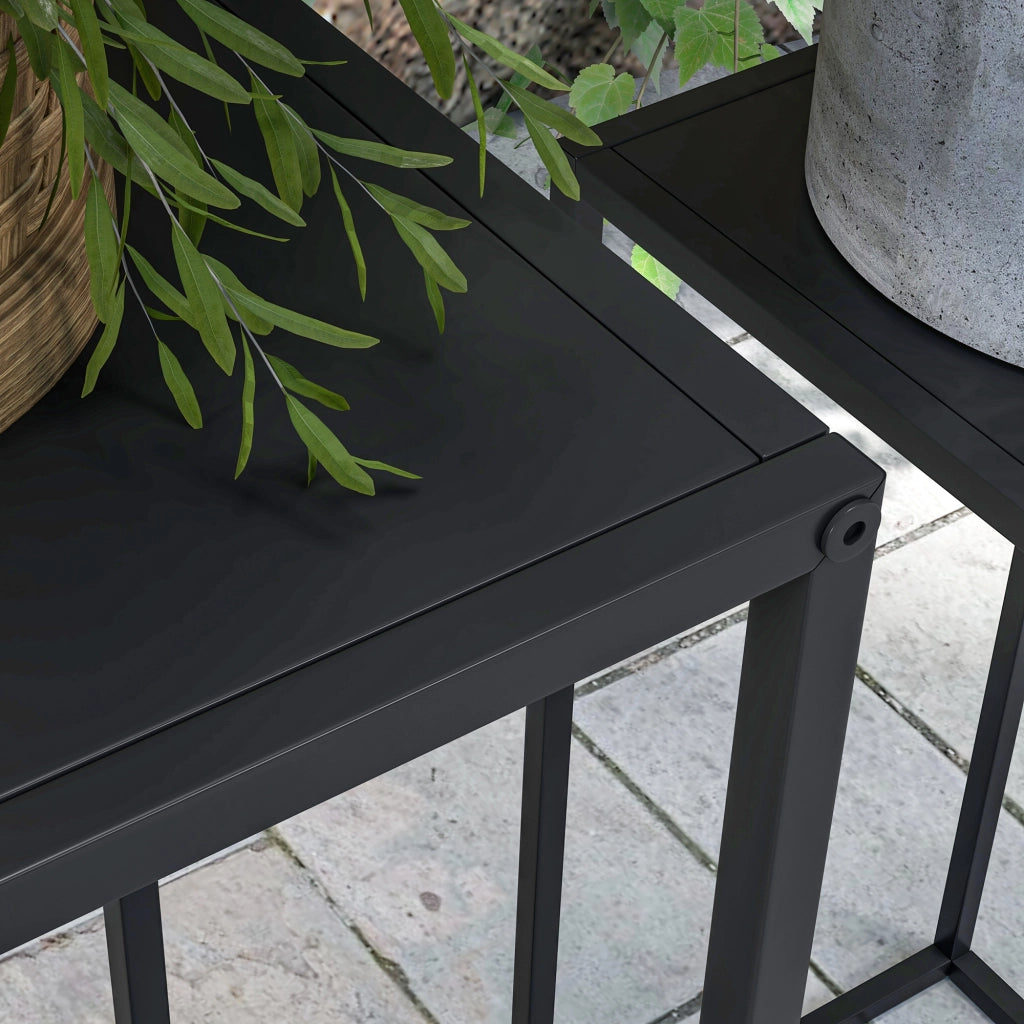 Supporto per vasi da giardino ¨C Minimal ¨C 2 pezzi, 58.5 e 65 cm, nero, acciaio