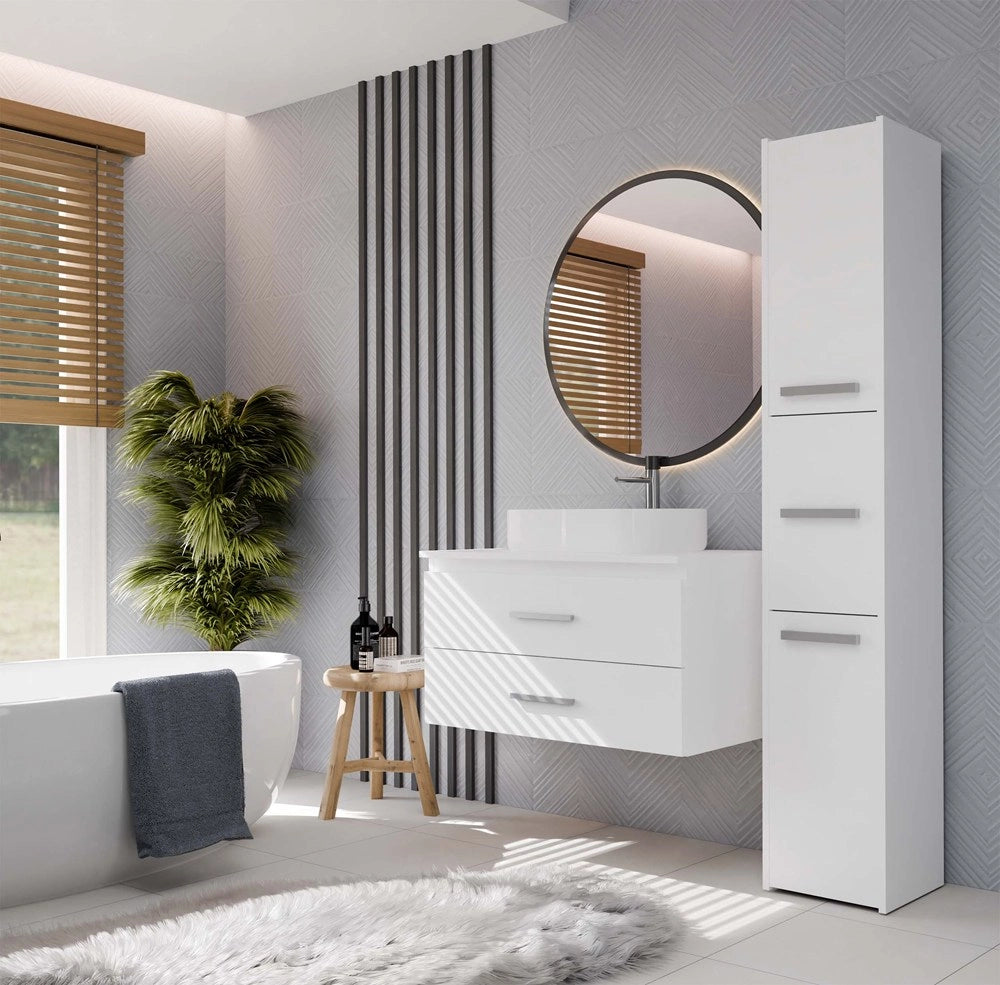 Mobile bagno con lavabo NEL 80 bianco sospeso 2 cassetti 80x50x58,5 cm