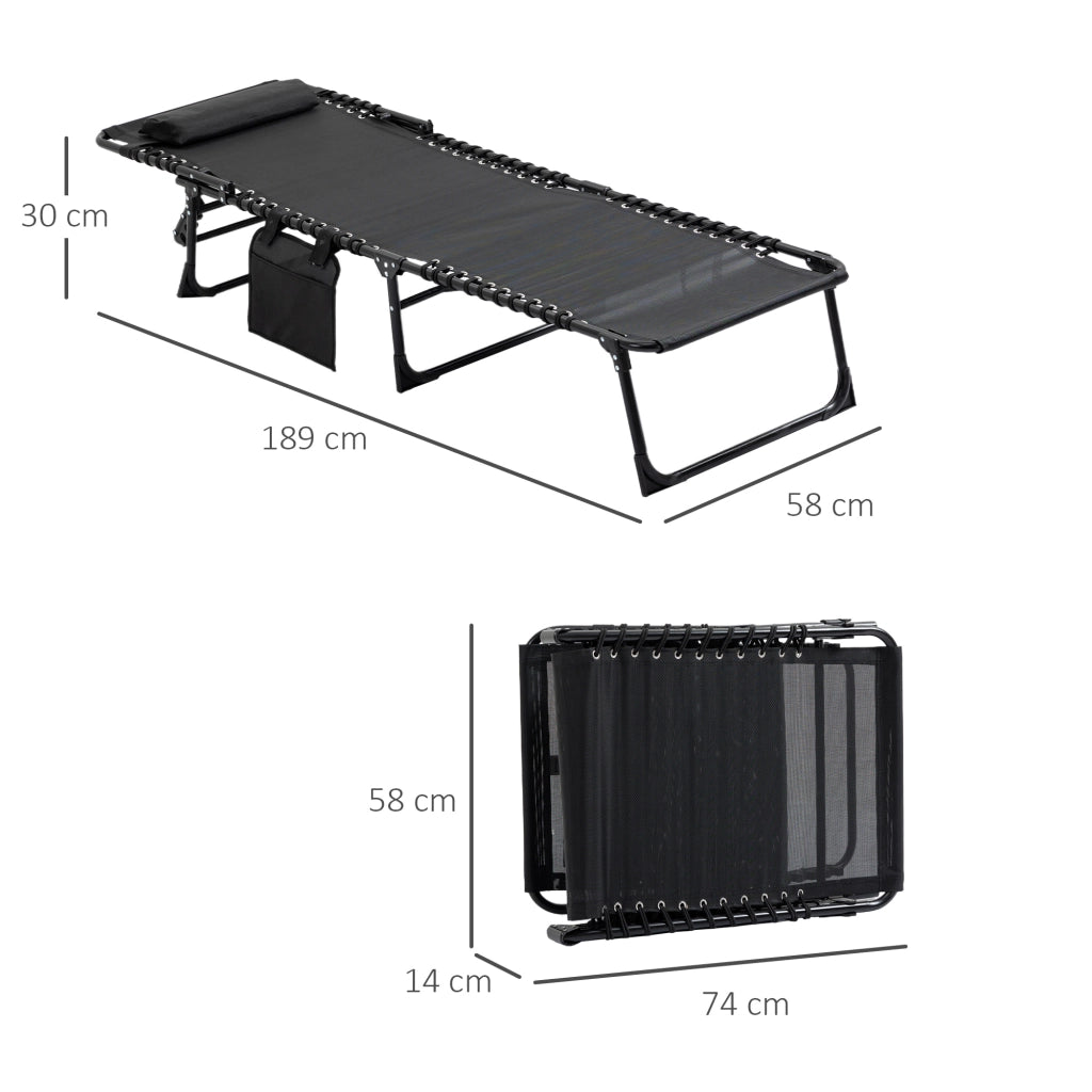 Chaise Longue Relax con Schienale Regolabile e Testiera Rimovibile ¨C Minimal ¨C Nero 189x58x30 cm