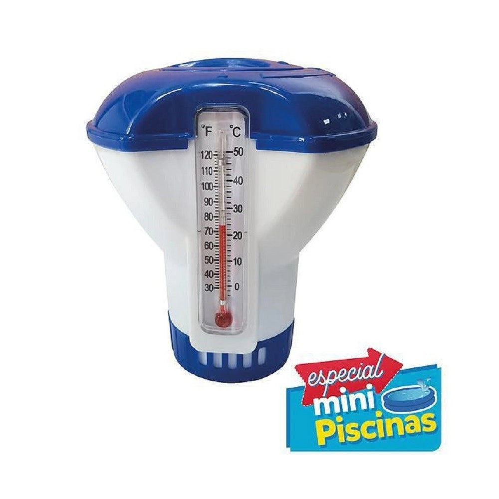 Trade Shop - Dispenser Dosatore Cloro Con Termometro Pastiglie Mini Piscina Regolabile 42404 -