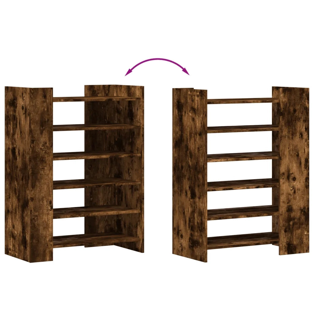 Scarpiera-Scaffale per scarpe Rovere Fumo 74,5x37,5x100 cm in Legno Multistrato