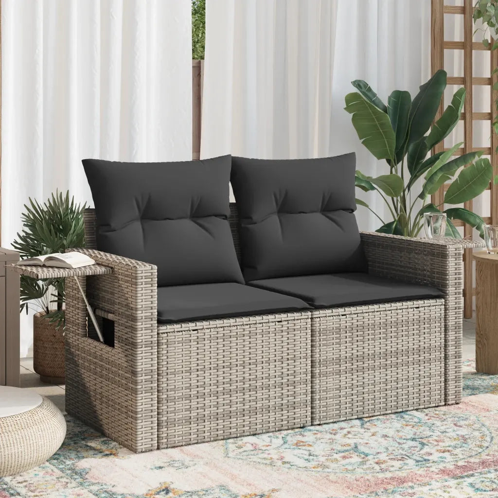 Divano da Giardino con Cuscini 2 Posti-Sofa da Giardino-Divano da esterno Grigio in Polyrattan 762366