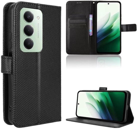 Custodia Stootvasta per Telefono Redmi 15 5G - Custodia con Funzione Standard - Fibra di Carbonio - 3 Fessure per Carte di Credito - Cuscino Interno in TPU-Silicone
