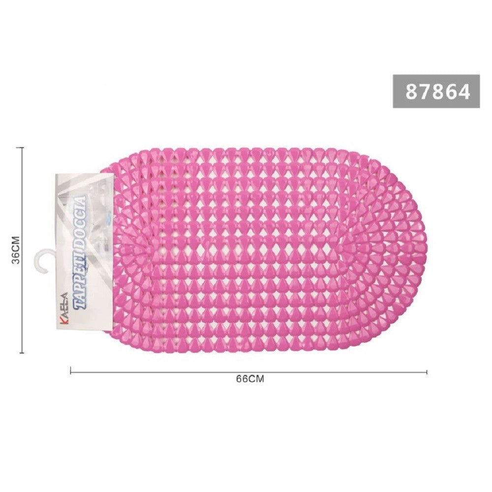 Trade Shop - Tappeto Antiscivolo Ovale Diamante Rosa Per Vasca Bagno Doccia 36 X 66 Cm 87864 -
