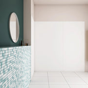 H.210 cm Pannello Doccia ad Angolo 40x90x120 cm Realizzato in Alluminio da 3 mm con Profili Finitura Bianco Opaco per Rivestimento Parete Bagno