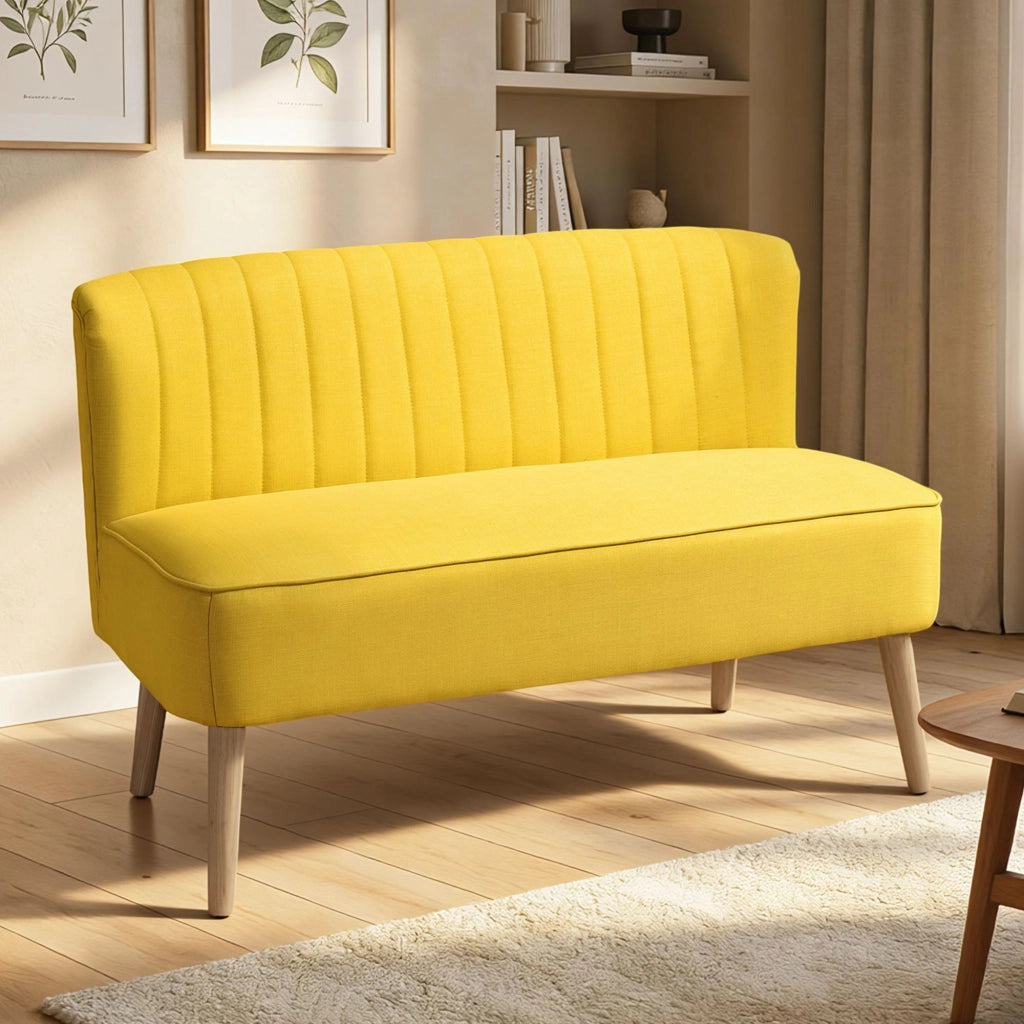Divano 2 posti imbottito ¨C Minimal ¨C Tessuto antimacchia giallo 117x56.5x77