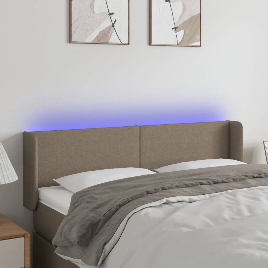 Testiera | Testata a LED Tortora 147x16x78/88 cm in Tessuto
