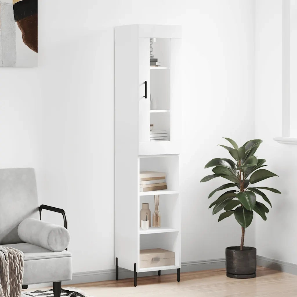 Credenza | Madia | Buffet da pranzo | Armadio da pranzo Bianca 34,5x34x180 cm in Legno Multistrato