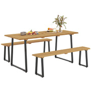 Set tavolo da pranzo allungabile in legno per 6 persone con 2 panche ¨C Xylo ¨C 178x76x77 cm naturale