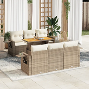 Set Divani da Giardino 7 pz con Cuscini Beige in Polyrattan 3327110