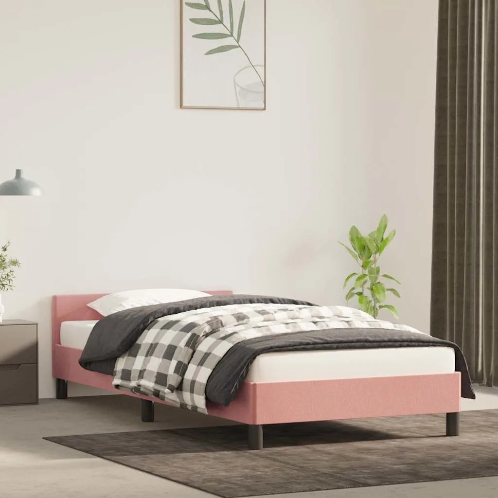 Letto singolo | Letto per adulti | Giroletto con Testiera senza Materasso Rosa 80x200 cm Velluto