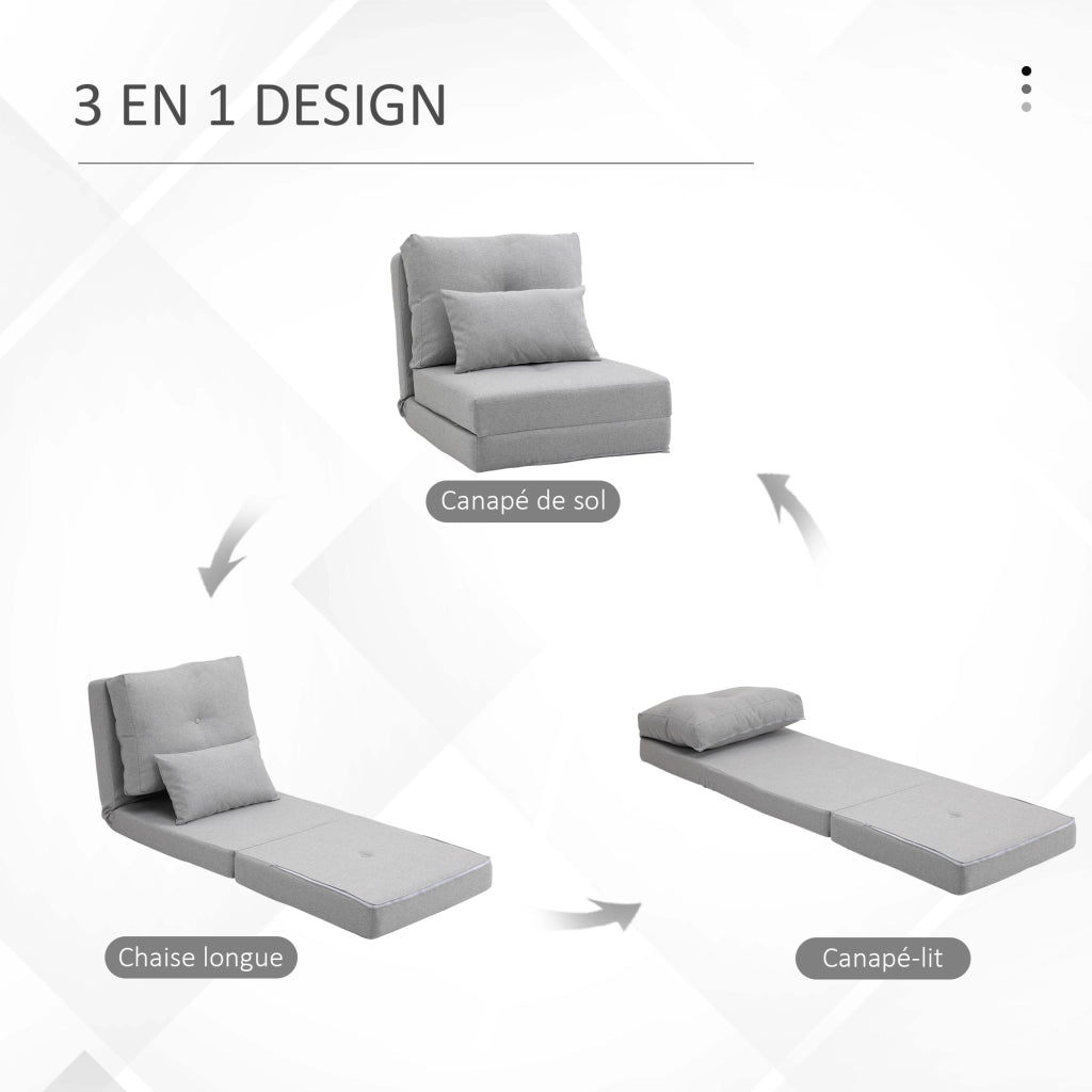 Poltrona letto regolabile ¨C Minimal ¨C grigio chiaro con cuscino