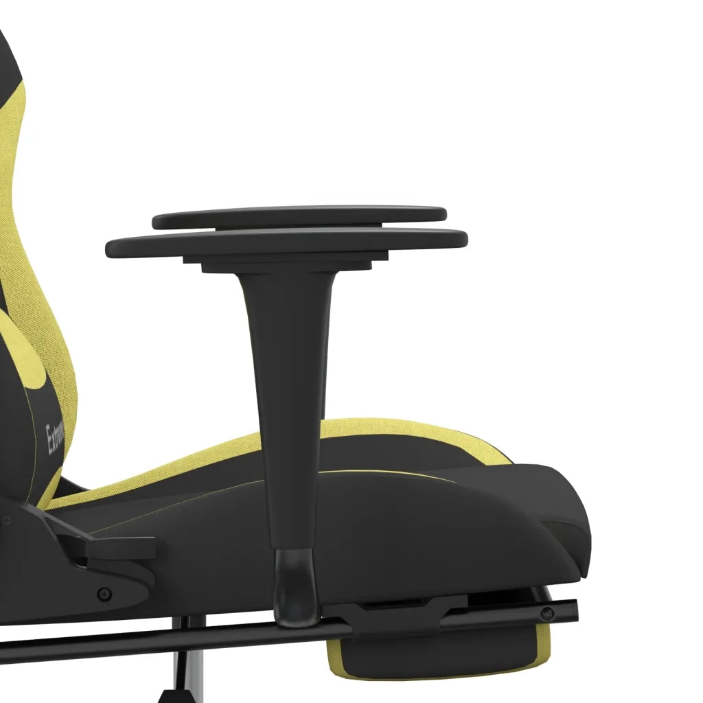 Sedia da Gaming Massaggio e Poggiapiedi Nero e Verde Chiaro 345486