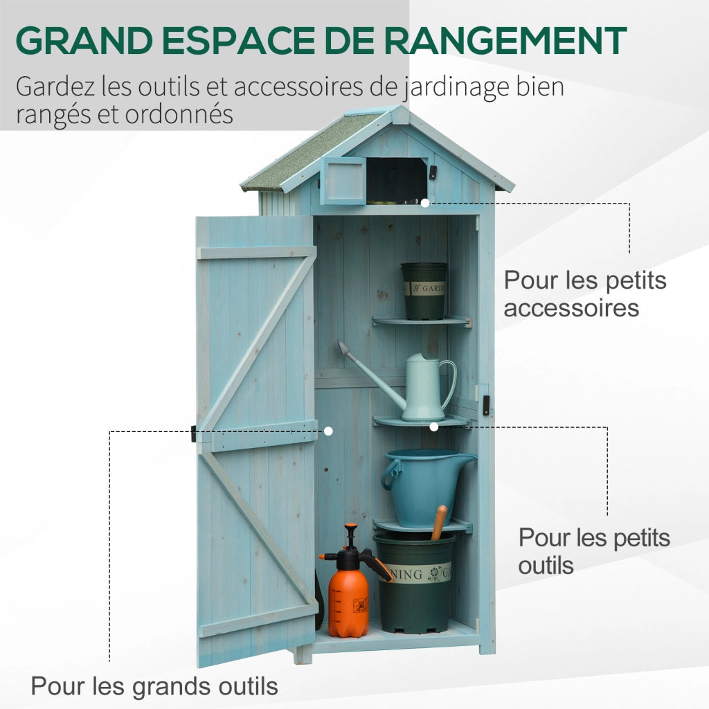 Armadio da giardino esterno ¨C Xylo ¨C legno massello sapin trattato blu 77x54x179cm