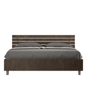 BS COM Letto matrimoniale contenitore doppia alzata 160x190 testata dritta con doghe noce