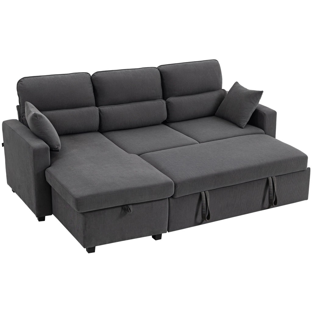 Divano letto ad L con contenitore e cuscini ¨C Xylo ¨C Grigio scuro