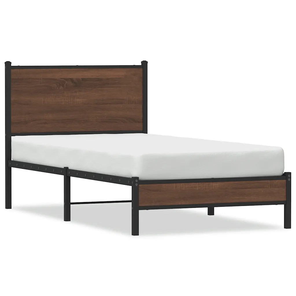 Giroletto senza Materasso-Struttura Letto in Metallo Rovere Marrone 80x200 cm 432626