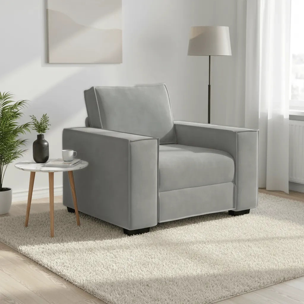 Divano Sedia Grigio Chiaro 100x78x84 cm Velluto 4105000