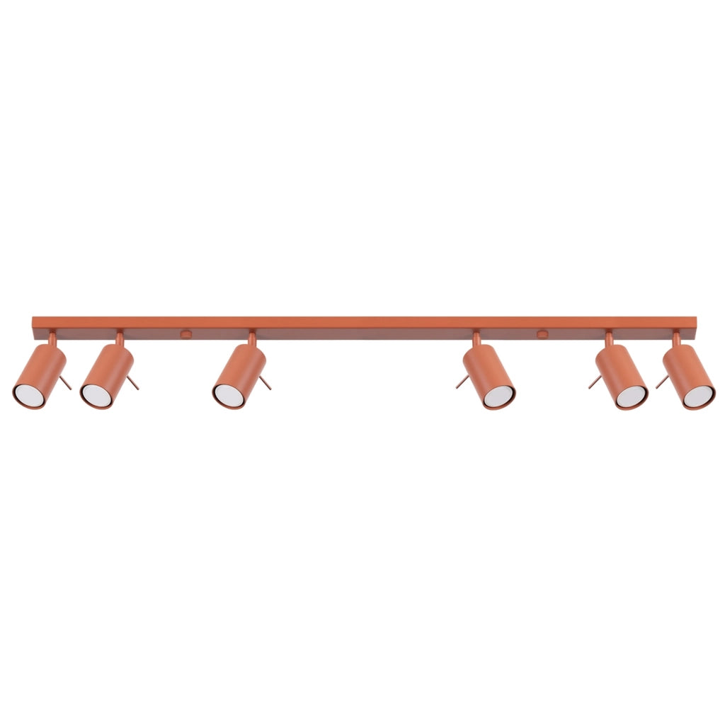 Lampada da soffitto e da parete moderna in acciaio rosso ocra a 6 luci della serie Ring