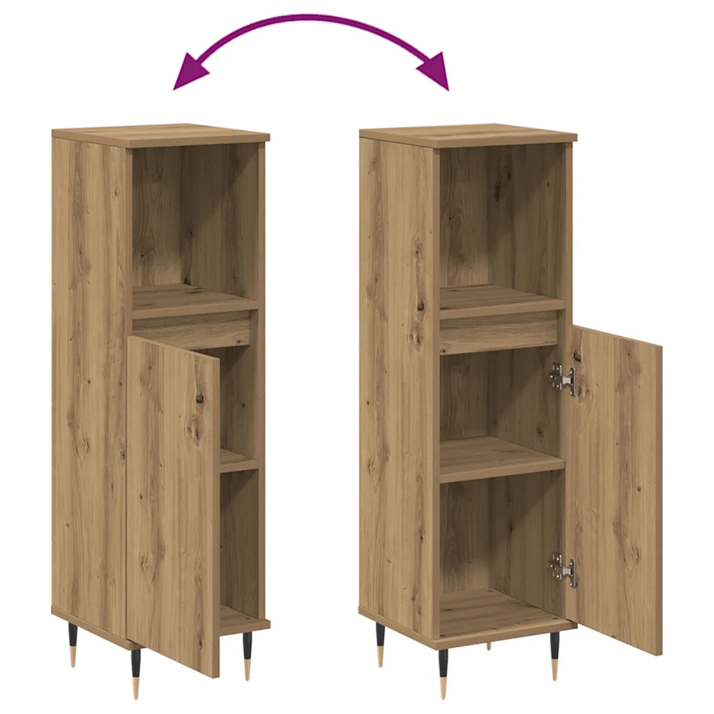 Armadietto da Bagno | Armadio da bagno Rovere Artigianale 30x30x100 cm Truciolato