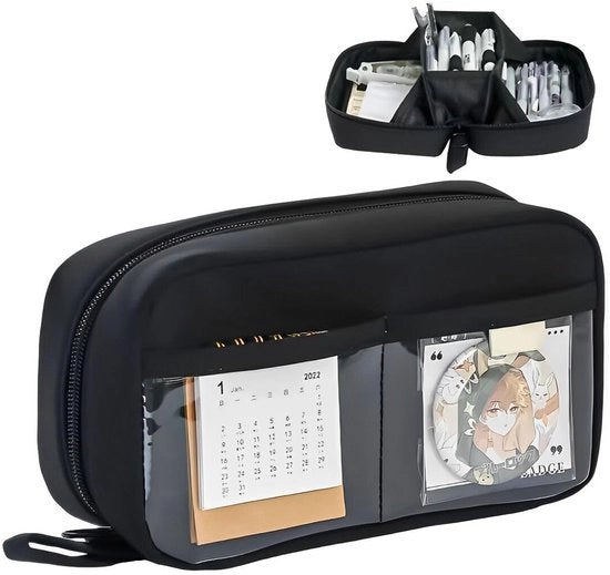 Borsa di studio grande capacità - 3 tasche - Nero - Polyester
