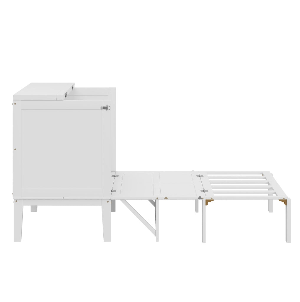 Letto a scomparsa verticale 90x200 cm bianco; design salvaspazio in legno