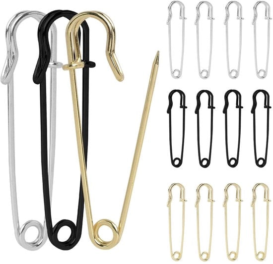 Set di chiodi di sicurezza 70 mm - Pacchetto da 15 grandi chiodi di sicurezza - Punti robusti per tessuti pesanti - Ideali per cucire/serrare - Meccanismo di blocco per sicurezza - Ago 

Specifiche tecniche: 
- Lunghezza: 70 mm 
- Set da 15 pezzi