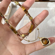 Collana con ciondolo vintage in pietra naturale, realizzata a mano, regalo di Natale per donna, regalo di compleanno