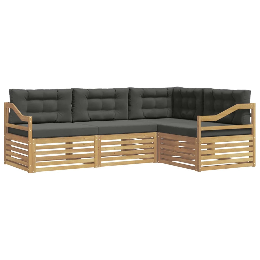 Set di divani da esterno 4 pz Bianco e Antracite Poliestere 3390422