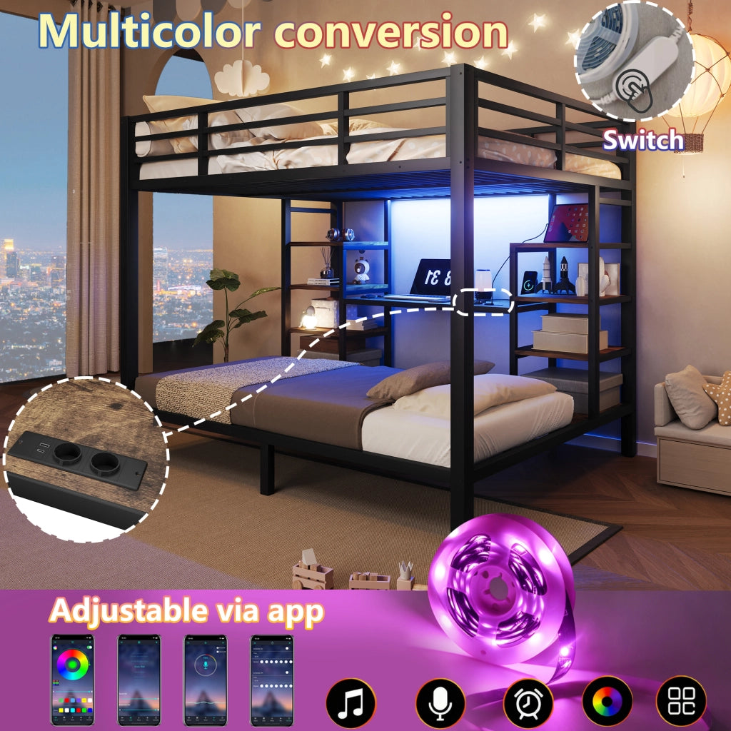 letto a castello metallo mdf nero 140 x 200 cm
