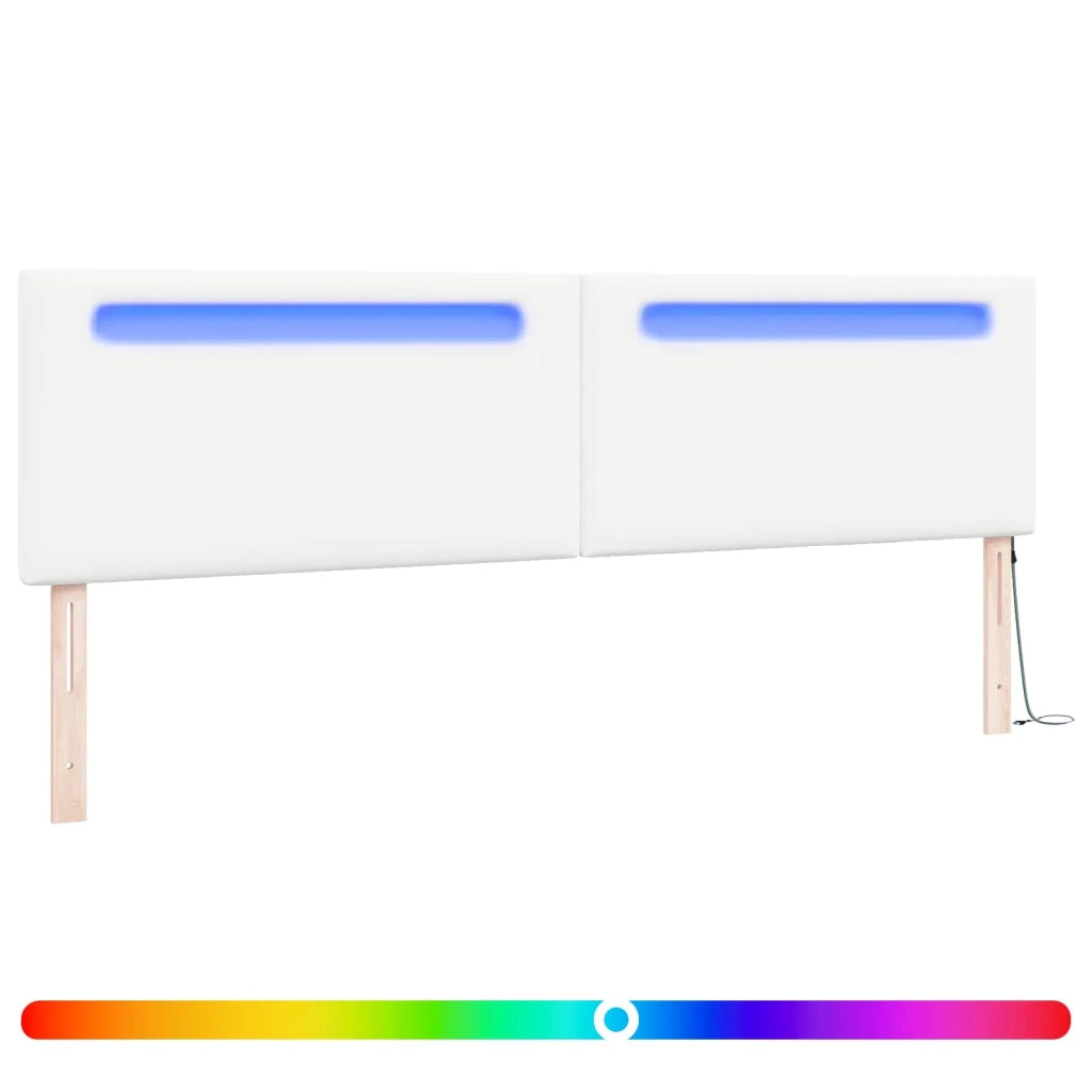 Testiera | Testata LED Bianco 200 cm Pelle Sintetica