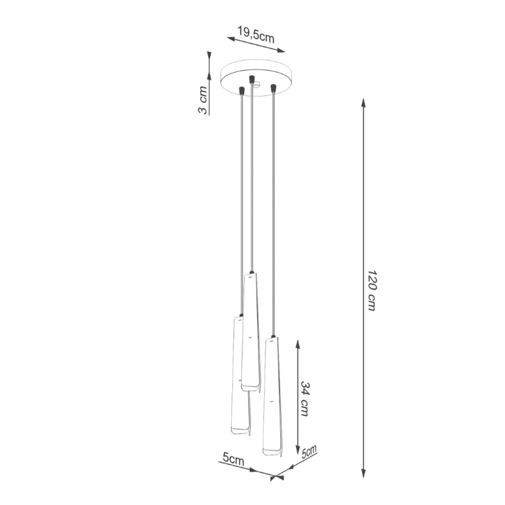 Lampada a sospensione tubi tripli nera REFLEX 3xG9