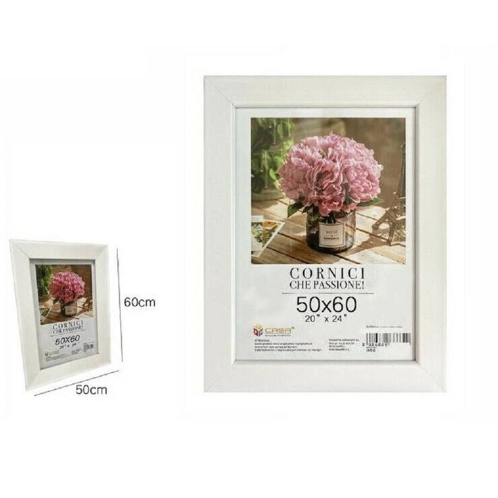 Trade Shop - Cornice Per Foto Poster Quadri Tele Portafoto 50 X 60 Cm 20"x24" Bianco 68670 -