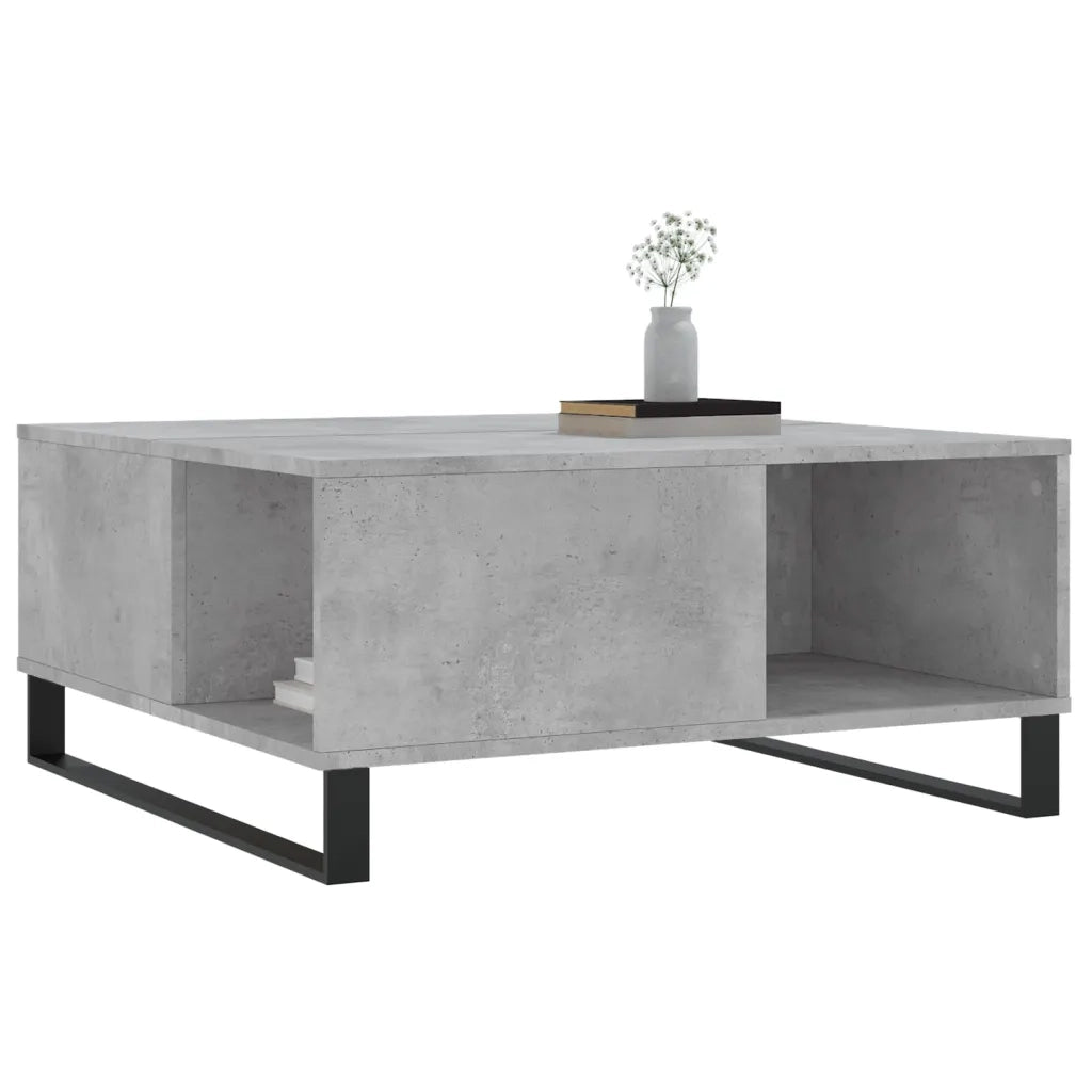 Tavolino Salotto-Tavolino da soggiorno-Tavolo Grigio Cemento 80x80x36,5 cm Legno Multistrato 284063
