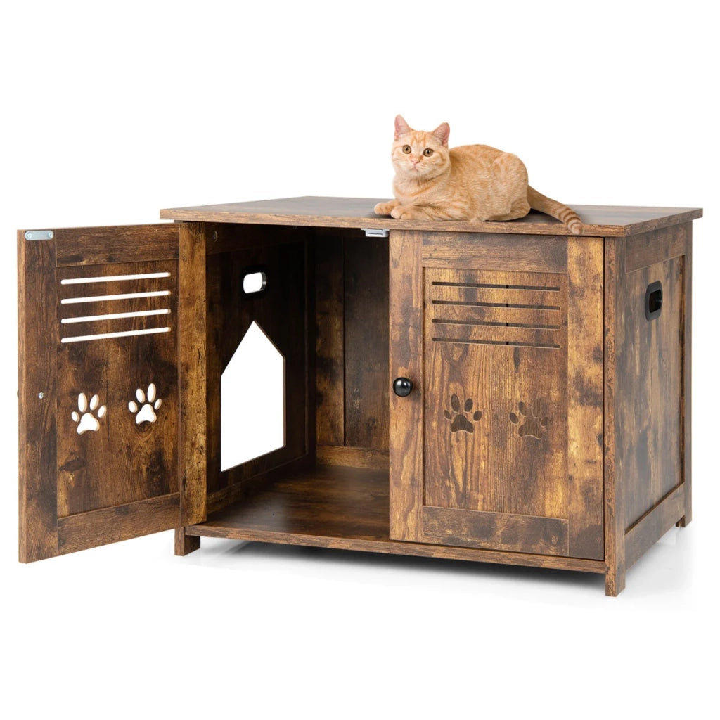 Lettiera per gatti 70 x 52 x 51 cm multifunzionale accogliente design vintage in MDF marrone rustico 20_0020897