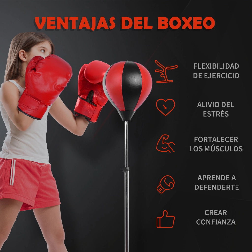Sacco da Boxe con Base Regolabile 4 Livelli 126-144 cm ¨C zephmum ¨C Rosso e Nero