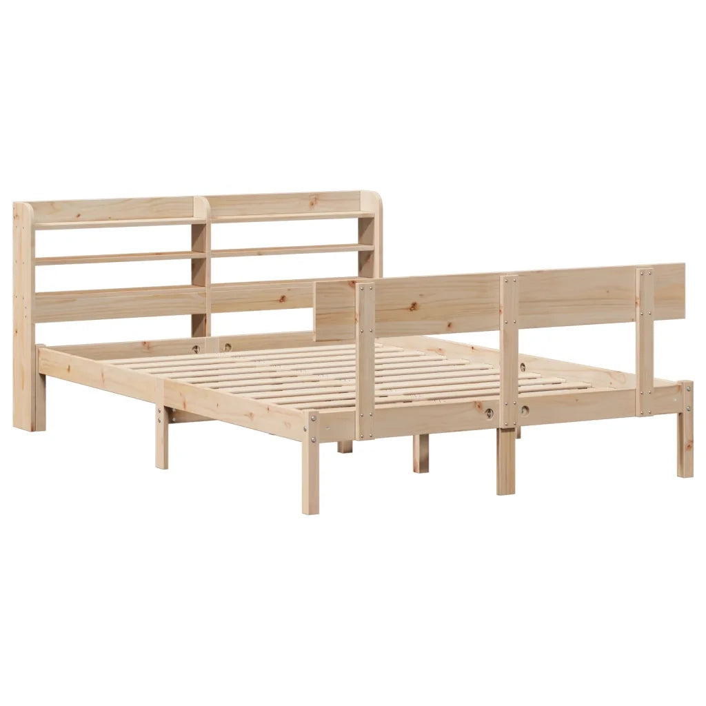 Letto matrimoniale | Letto per adulti | Letto senza Materasso 150x200 cm in Legno Massello di Pino