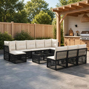 Set Divano da Giardino 11 pcs Nero polyrattan 3434359