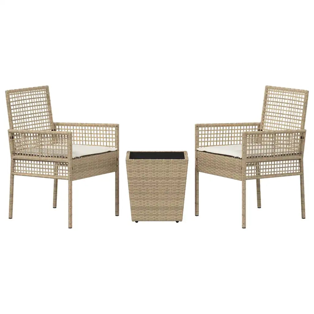 Set Bistro da Giardino 3 pcs Beige polyrattan 3334959
