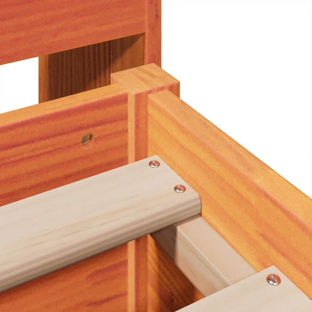 Giroletto senza Materasso-Struttura Letto Marrone Cera 160x200 cm Legno di Pino 821661